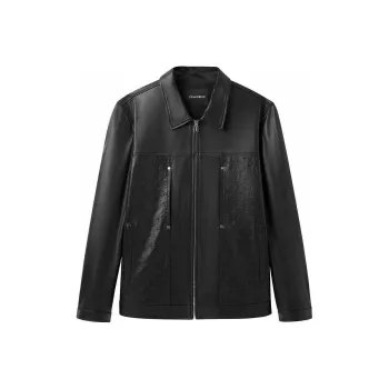 PEACEBIRD MEN Leather Jacket Men's Black