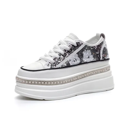 The Mystery Of Glamour Cushioning Height Increase Low Top Casual Shoes Women's