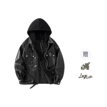 Love Monster Leather Jacket Unisex Black Black Hat