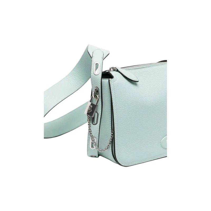 Mulberry Grain Calfskin Shoulder Bag, Crossbody Bag Women's Light Blue-3