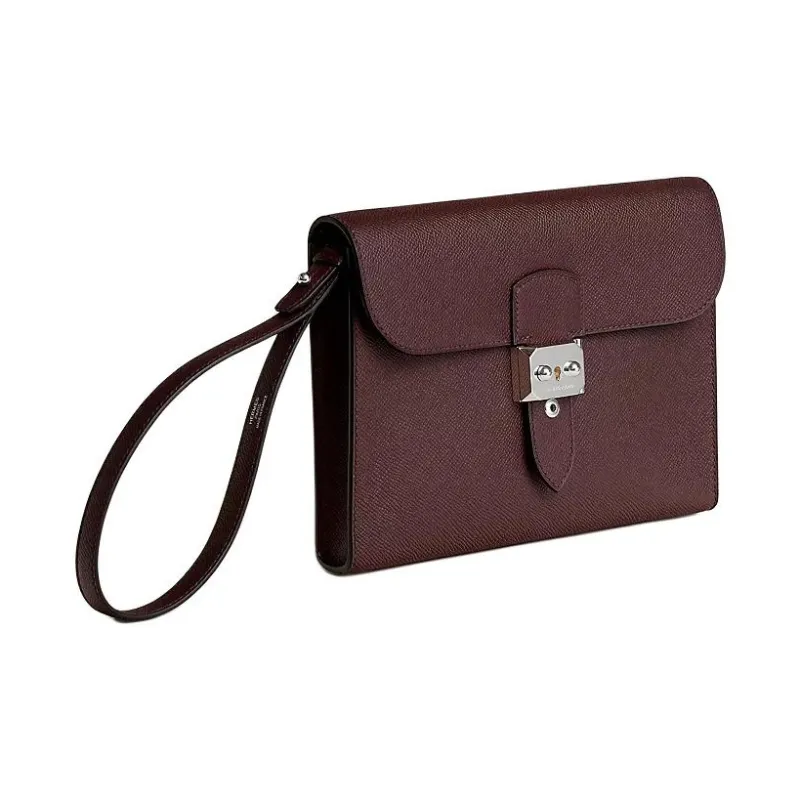 HERMES Sac A Depeches Epsom Calfskin Clutch Men's 0G Rouge Sellier Saddle Red-1
