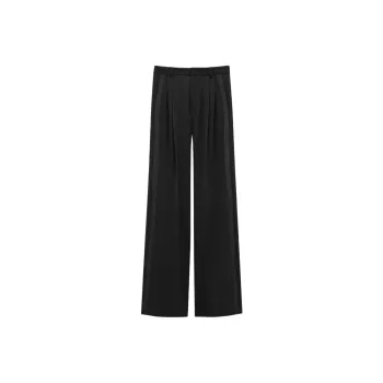 SAINT LAURENT Wide-leg Grain De Poudre Trousers