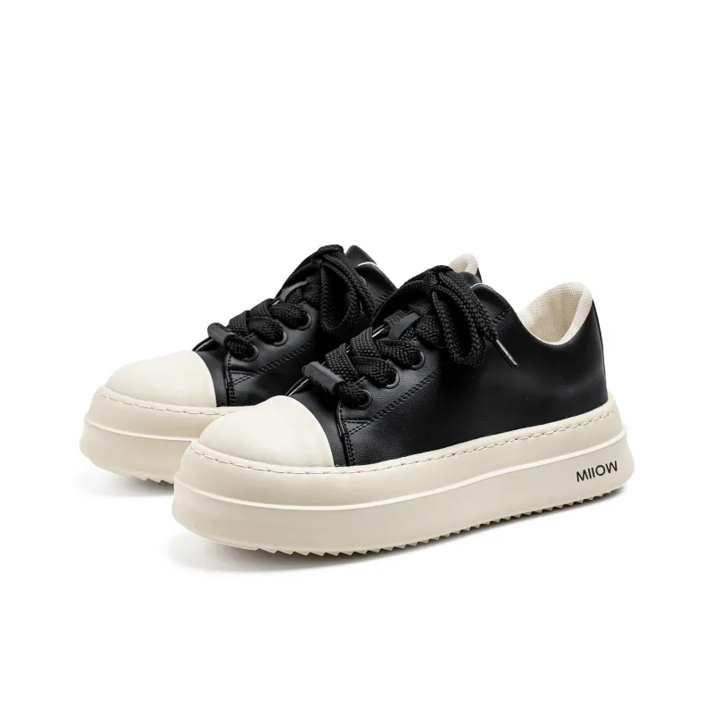 MIIOW Anti Slip Wear Resistant Low Top Skateboard Shoes Men's Black Box-1