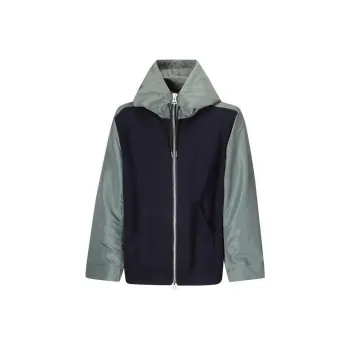 Sacai Panelled Zip Up Hooded Jacket