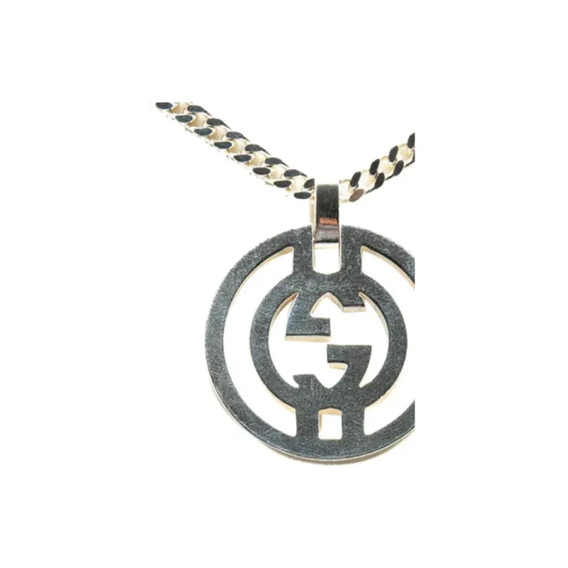 GUCCI 1990 2024 Sterling Silver Interlocking G Pendant Necklace-2