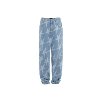 Mugler Star-print Low-rise Tapered Jeans