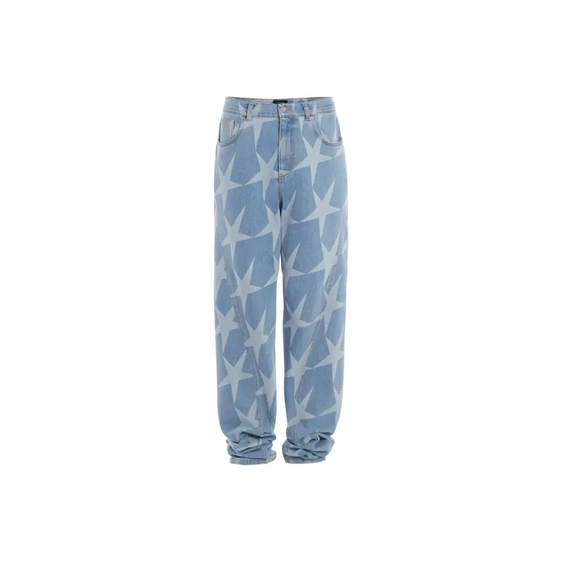 Mugler Star-print Low-rise Tapered Jeans-0