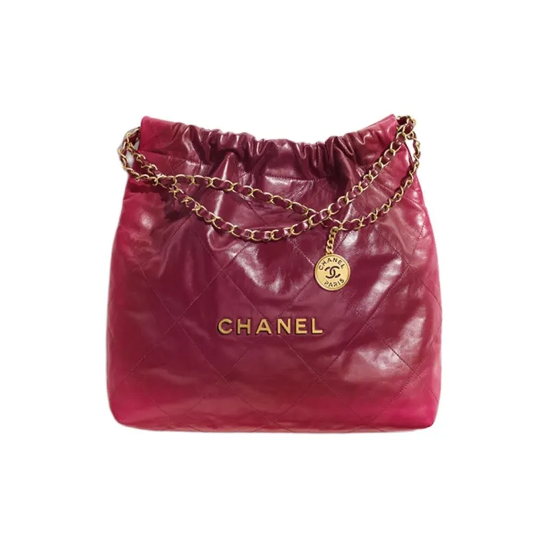 CHANEL 22Bag Calfskin Handbag Regular Women's Red/Dark Red-0