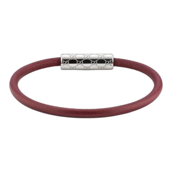 GUCCI Leather, Palladium Bracelets Unisex Red-1