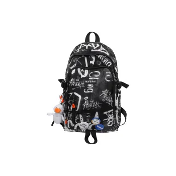 Kaka Tree Nylon Backpack Regular Unisex Black/White/Blue