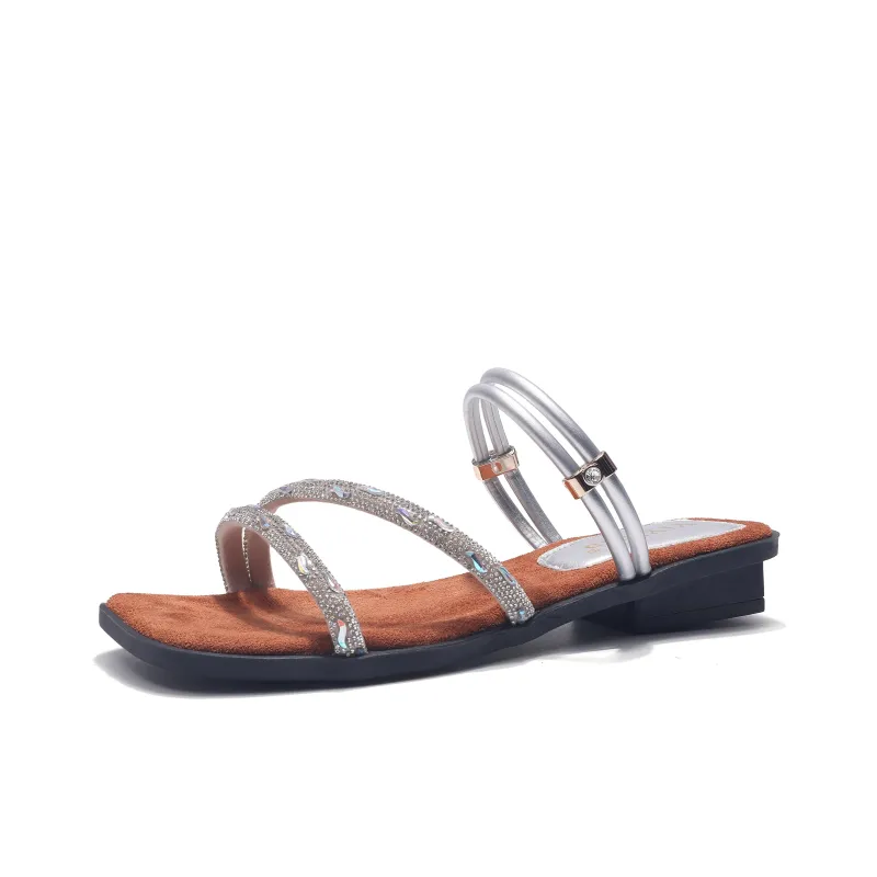 Take The Qin Rubber Sole Abrasion Resistant Slide Slippers Women's Silver Gift Box Set-7