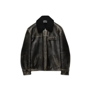 PRADA Leather Jacket Men's Brown