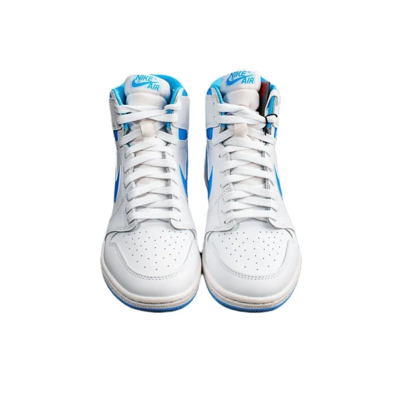 Jordan Air Jordan 1 High Top Vintage Basketball Shoes Unisex White Blue-2