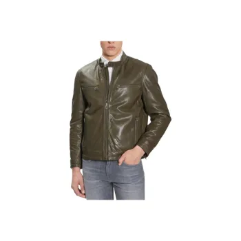 Pepe Jeans Leather Jacket Men's Green
