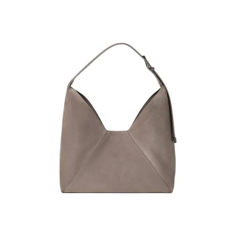 Brunello Cucinelli Suede Calfskin Water Dumpling Bag, Handbag, Shoulder Bag Women's Dark Gray-1