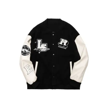 LARA STAR Baseball Jacket Unisex Black White