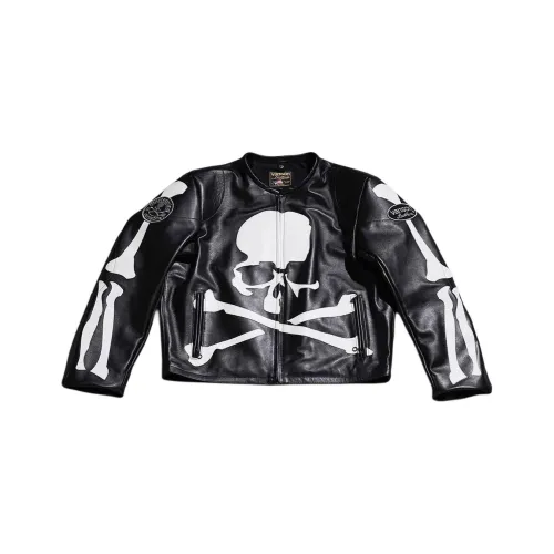 MASTERMIND WORLD Skull Appliqué Leather Jacket