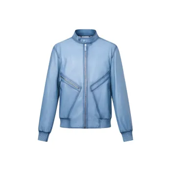 RARE Leather Jacket Men's Denim Blue