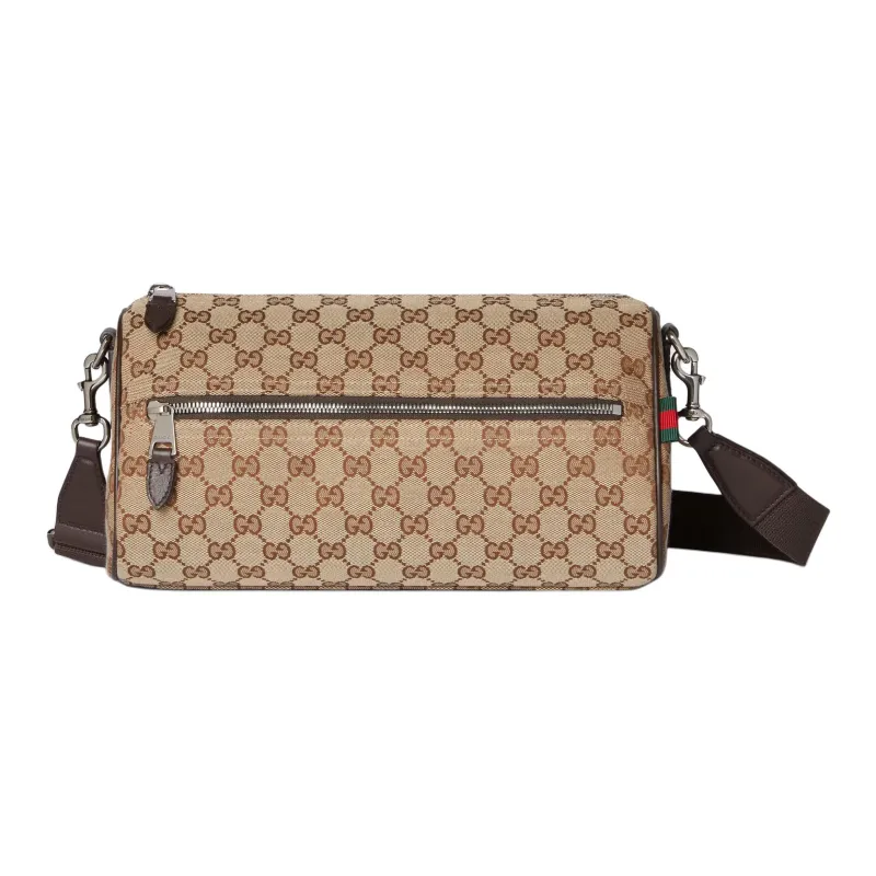 GUCCI GG Canvas Boston Bag, Crossbody Bag, Shoulder Bag Small Size Men's Beige & Dark Brown-0