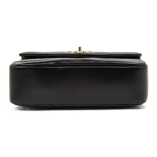 Old Man's Head Top Grain Cow Leather Crossbody Bag Women's Black-5