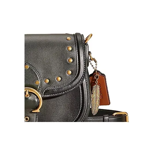 COACH Beat Glove Tanning Saddle Bag, Shoulder Bag, Crossbody Bag Medium Size Women's Brass & Amazon Green-3