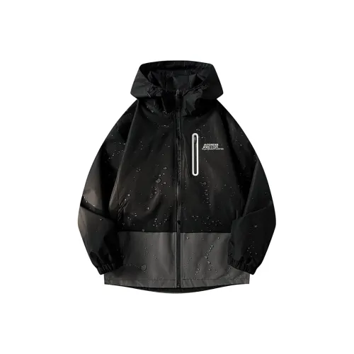 WESMART Windbreaker Jackets Unisex Black
