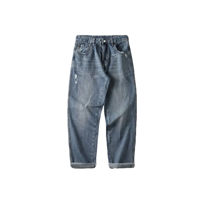 FAIRWHALE Spring Summer Jeans Unisex Denim Blue-0