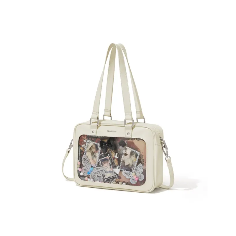 CinvaiKrose Synthetic Leather Shoulder Bag, Crossbody Bag, Handbag, Tote Bag Small Size Women's Ecru-1