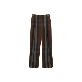 Burberry Wide Leg Check Trousers