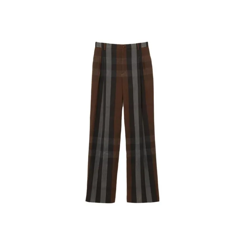 Burberry Wide Leg Check Trousers-0