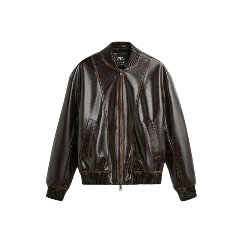 ZARA Winter Leather Jacket Men's-0