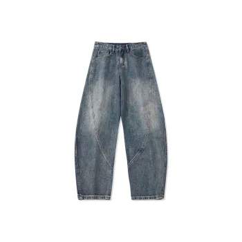 FAIRWHALE Spring Summer Scimitar Jeans Unisex Denim Blue