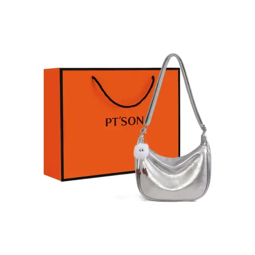 PT'SON Synthetic Leather Underarm Crossbody Bag, Shoulder Bag Regular Women's Silver