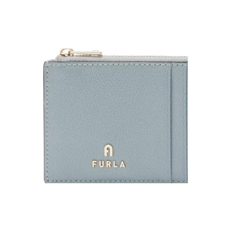 Furla Leather Card Holder Medium Size Women's Lake Blue-4