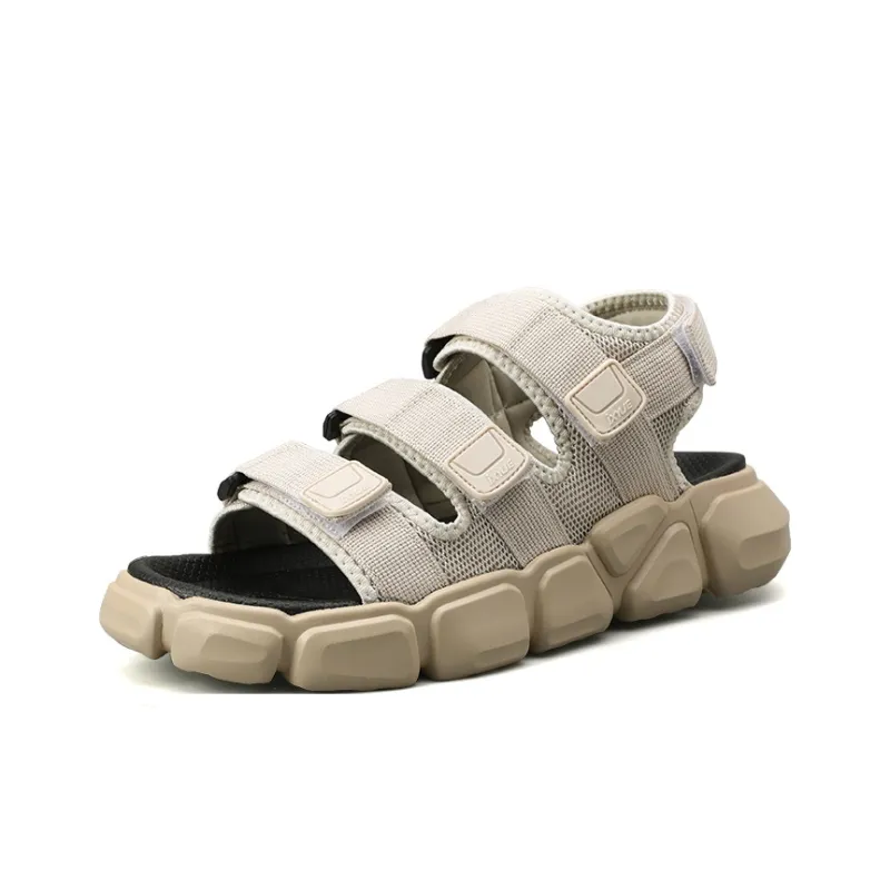 OUGLEMEN Beach Sandals Men White Blue/Beige/Black White-6