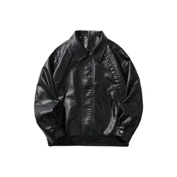 WILD LEADER Leather Jacket Unisex Rippling Night Black