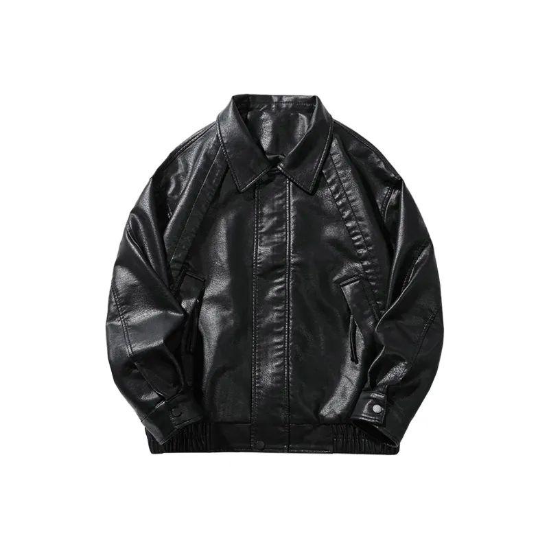 WILD LEADER Leather Jacket Unisex Rippling Night Black-0
