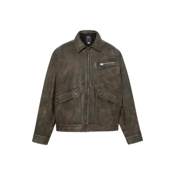 Timberland Leather Jacket Unisex Gray