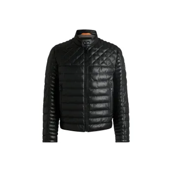 HUGO BOSS FW24 Leather Jacket Men's Black