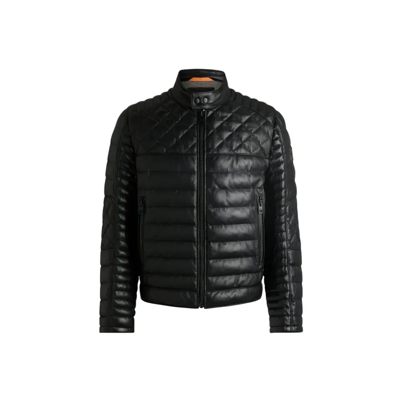 HUGO BOSS FW24 Leather Jacket Men's Black-0