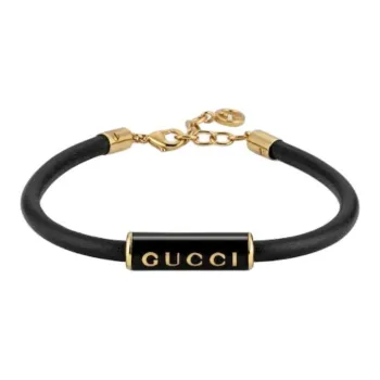 GUCCI Enamel, Leather, Brass Bracelets Women's Black