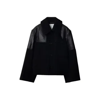 Burberry Panelled Leather wool Jacket