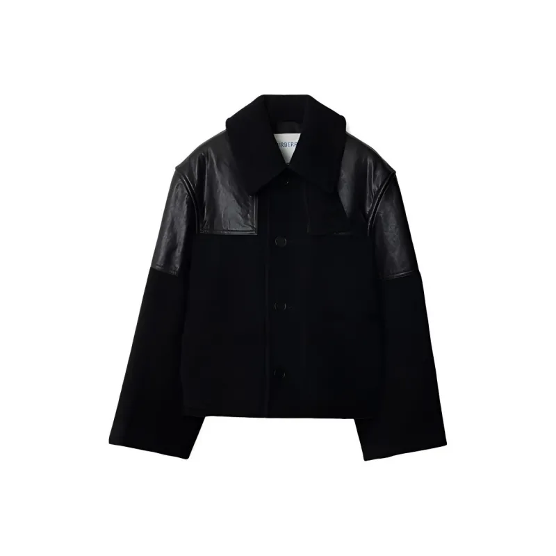 Burberry Panelled Leather wool Jacket-0