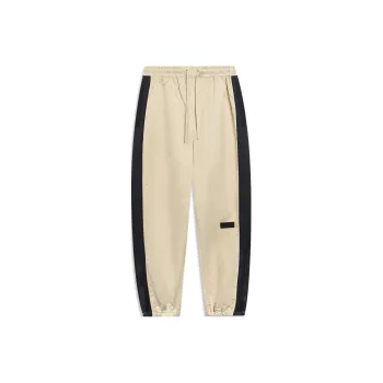 LINING Casual Pants Men Light Milk Umber Jacquard All Over Print Black