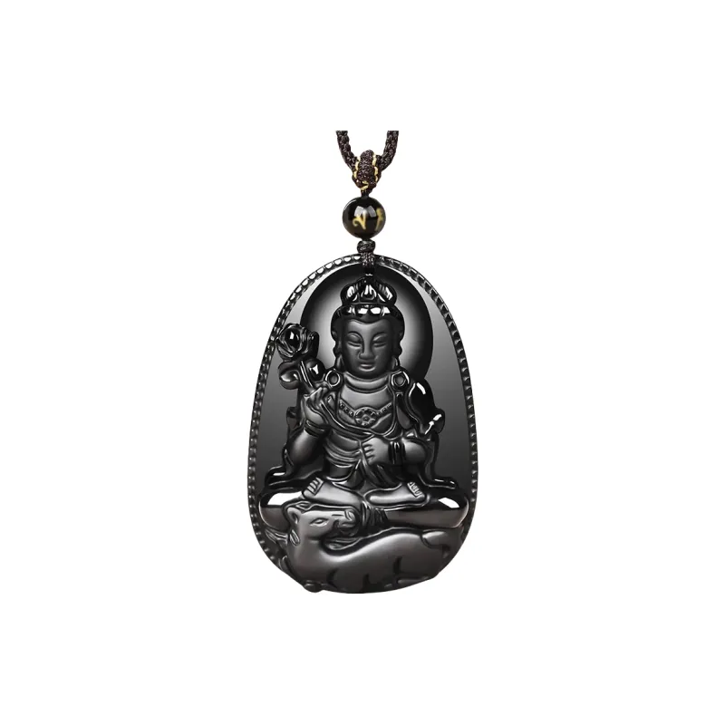 Stone On The Line Natural Obsidian Pendants Unisex-15