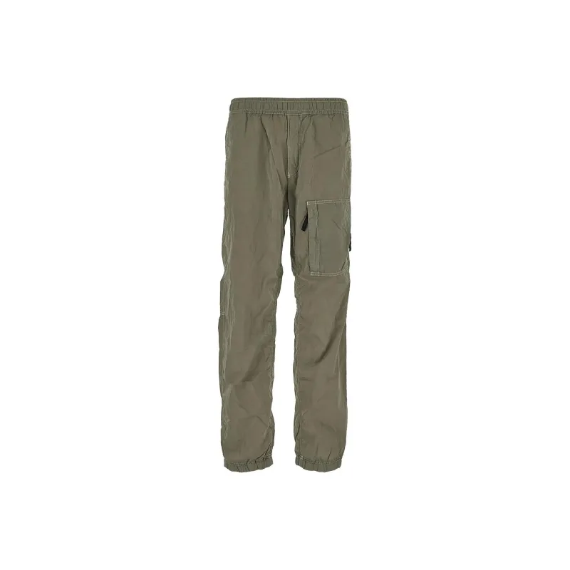 STONE ISLAND Logo Patch Straight Leg Trousers-0