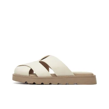 DAPHNE Rubber Sole Leather Patchwork Slip Resistant Closed Toe Slippers Women's