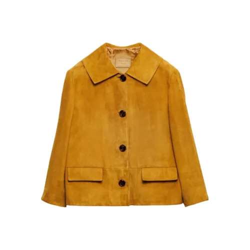 PRADA SS24 Leather Jacket Men's Mustard Yellow