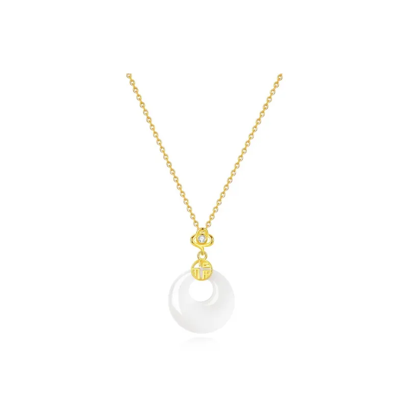 Fortune Gold Chalcedony Box Necklace Women's-0