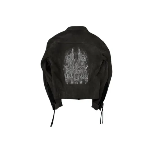 Undermycar FW24 블랙 남성 가죽 자켓